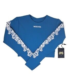 DARC SPORT Wolves Club Covered Energy Ava LS Top Small Sapphire Blue Crop NEW